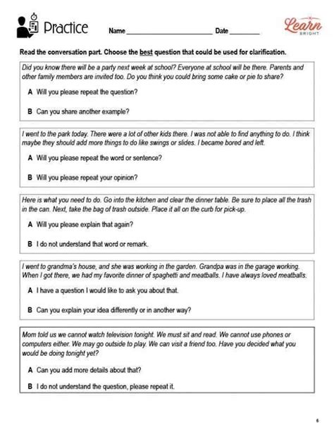 asking for clarification activities|Clarification .